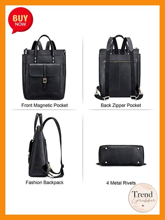 Genuine Leather Convertible Backpack Purse Retro Totes Top-handle Bags Padded main image 6